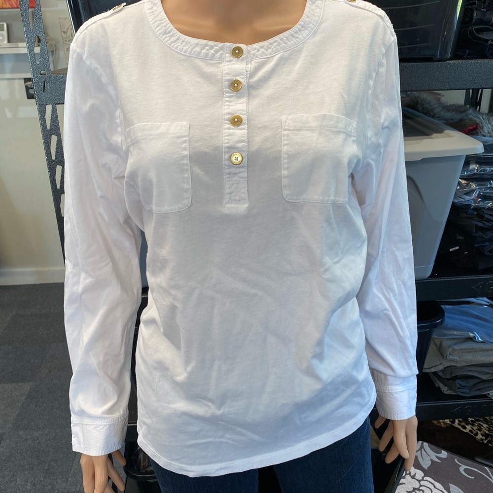 Tommy Hilfiger white cotton henley top XL